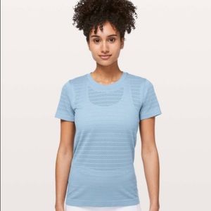 Lululemon Breeze By Short Sleeve Squad in Cascade Blue / Cascade Blue